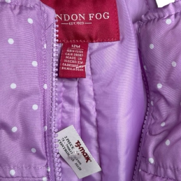 NWT LONDON FOG Baby girls Classic Heavyweight Snow Bib Ski Pant Purple 12 M - Picture 7 of 7